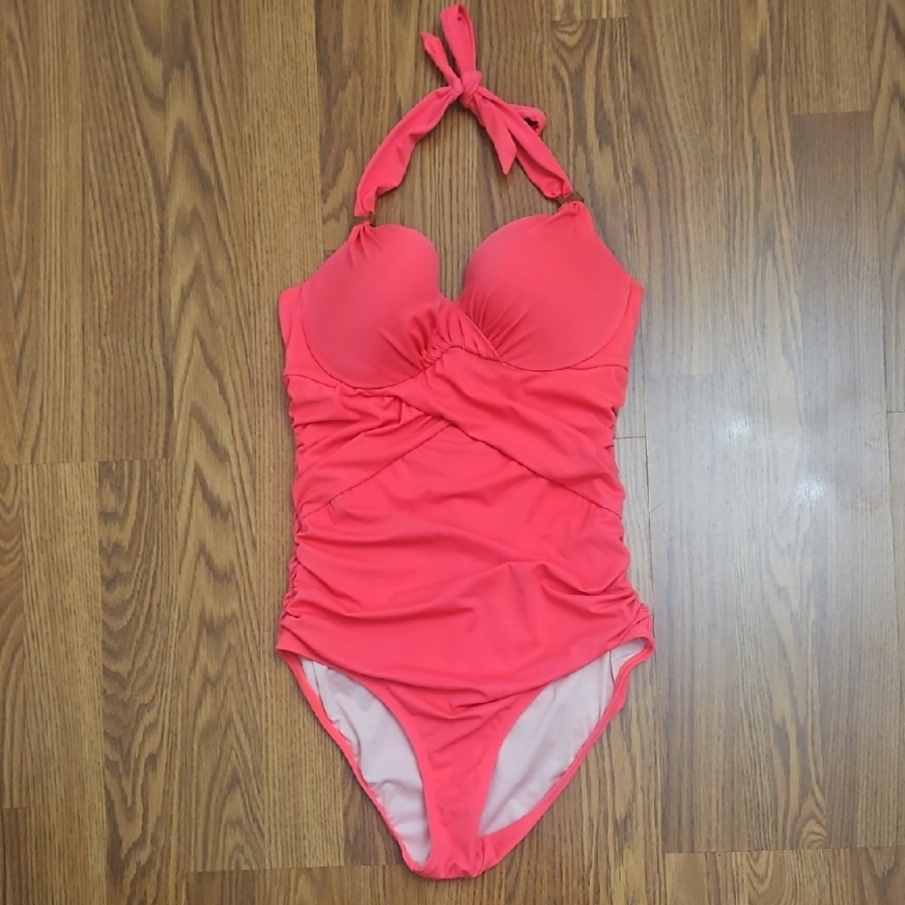 Victoria's Secret Forever Sexy One-Piece Halter Swimsuit Madly Melon/ 6b